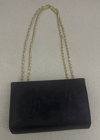 Zincir Detaylı Siyah Deri Kadın Çanta - Görsel 2