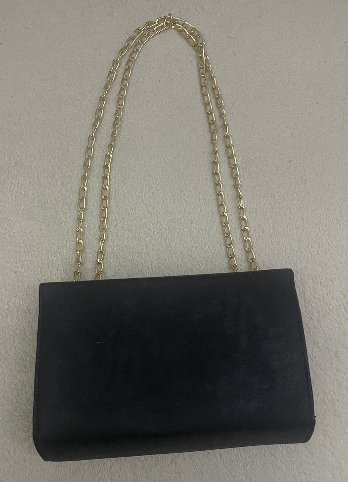 Zincir Detaylı Siyah Deri Kadın Çanta - Görsel 2