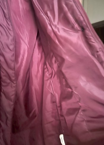 Bordo Düğmeli Midi Kadın Kışlık Mont - Görsel 3