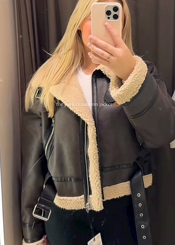 Zara ZARA Siyah Kürklü Deri Kadın Ceket