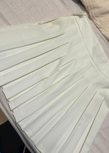 Beyaz Pilili Midi Mini Etek - Görsel 2