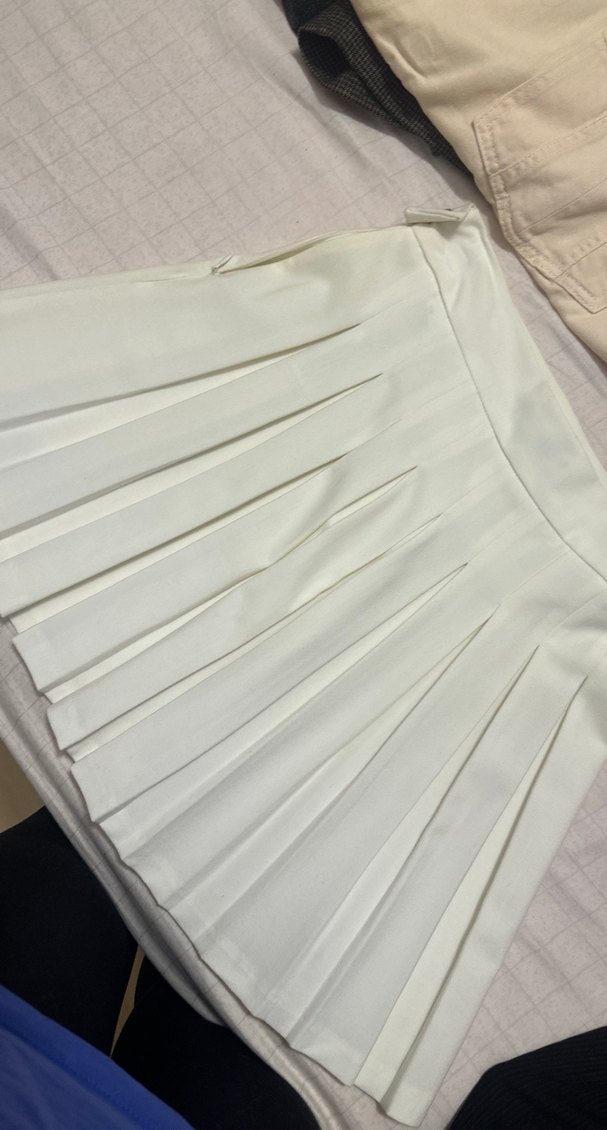 Beyaz Pilili Midi Mini Etek - Görsel 2