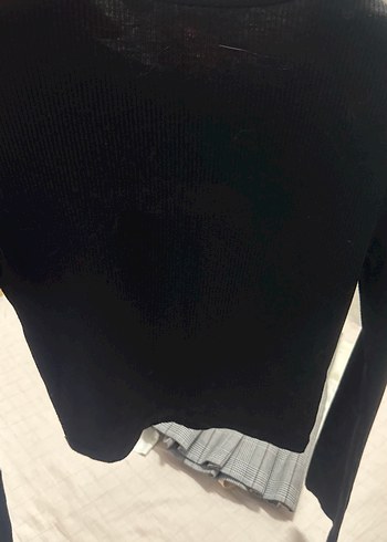 Desenli Siyah Kısa Kollu Hamile Tişört - Görsel 3