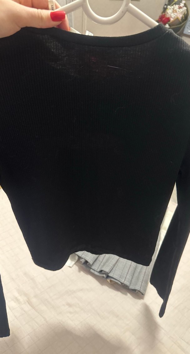 Desenli Siyah Kısa Kollu Hamile Tişört - Görsel 3