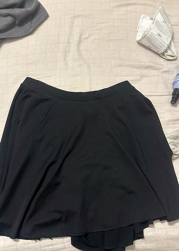 Kadın Siyah Pilili şort Midi Etek - Görsel 2