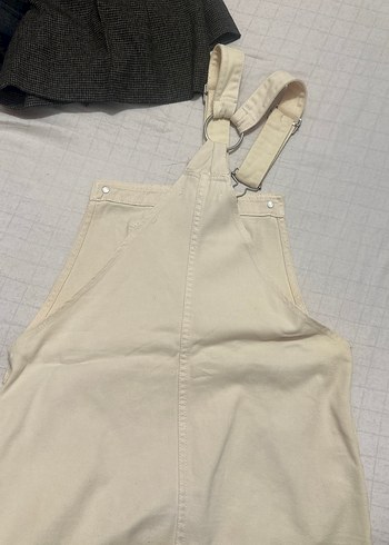 Kadın Bej Keten Midi Salopet - Görsel 2