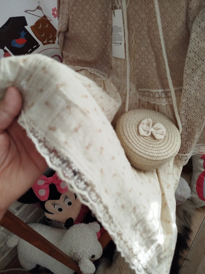 Bej Bohem Nakışlı Örgü Kız Elbise 2 yaş - Görsel 4