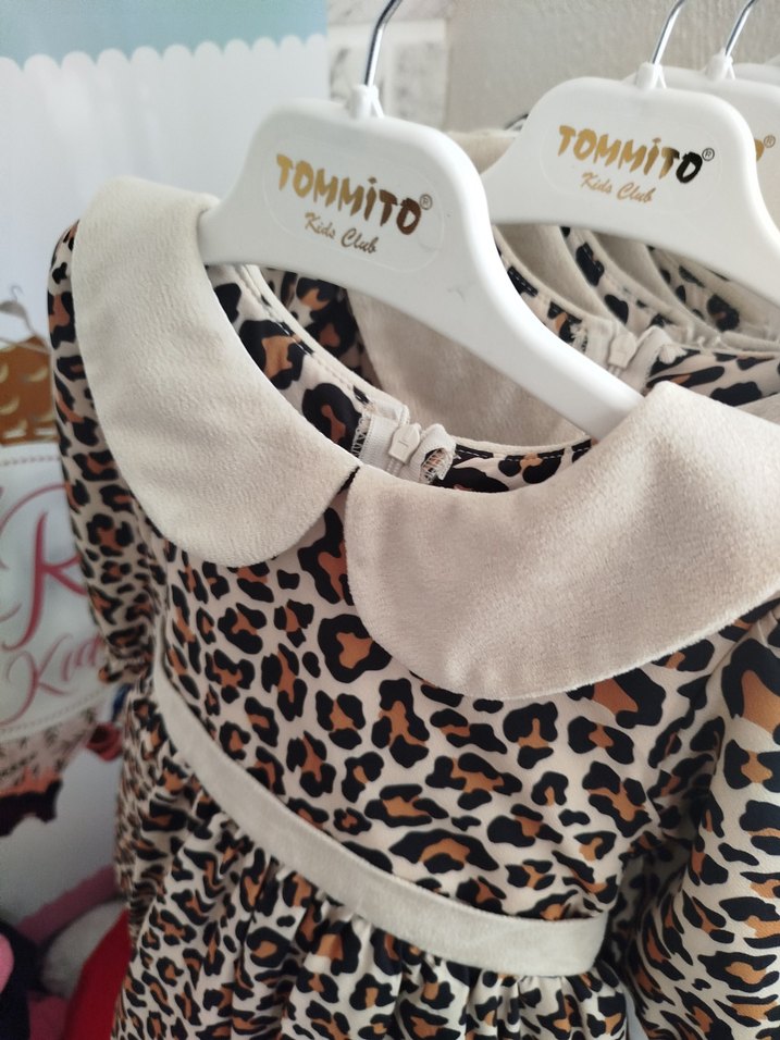 Kız Çocuk Leopar Desenli Uzun Kollu Elbise 2 ve 3 yaş - Görsel 3