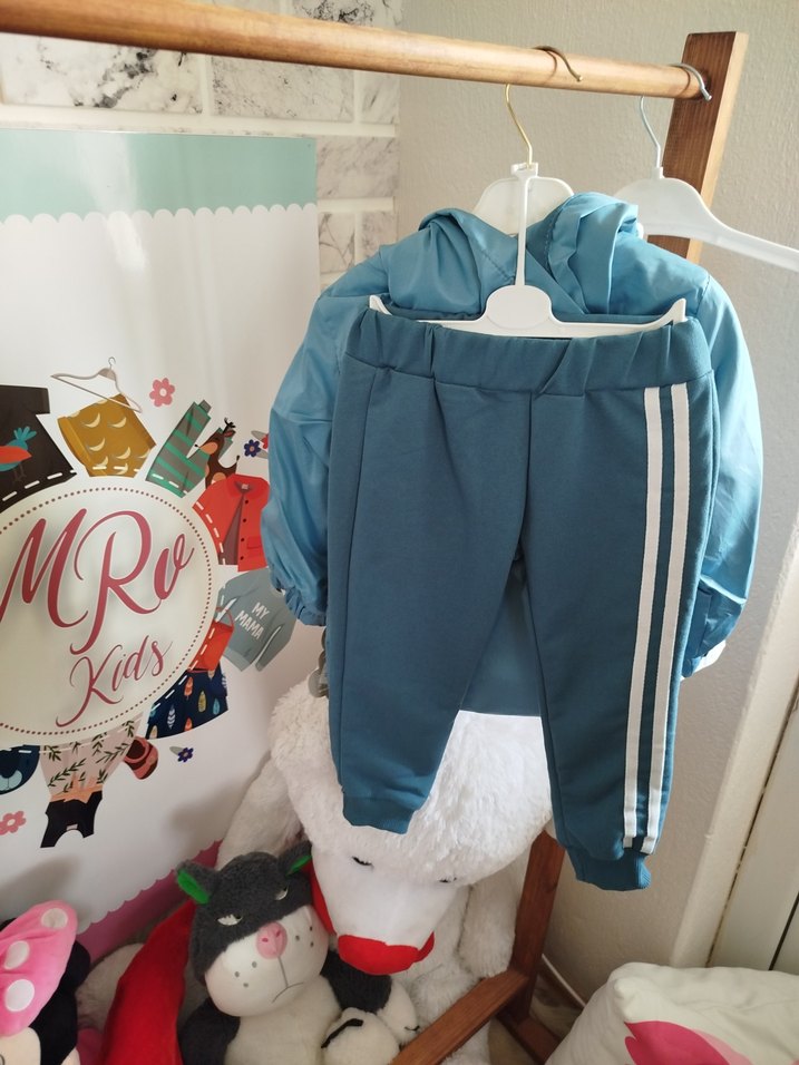 Açık Mavi Çocuk Yağmurluk içi ince sweat ve pantolon - Görsel 2