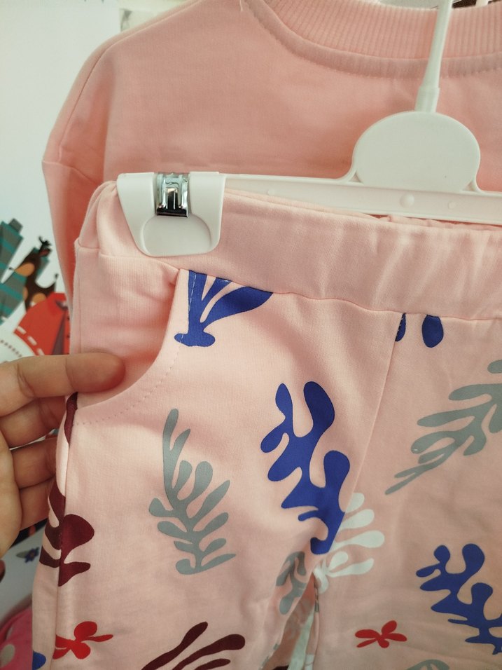 kız çocuk ince şardonlu(polarlı) hafif İspanyol paça takım2 yaş - Görsel 3