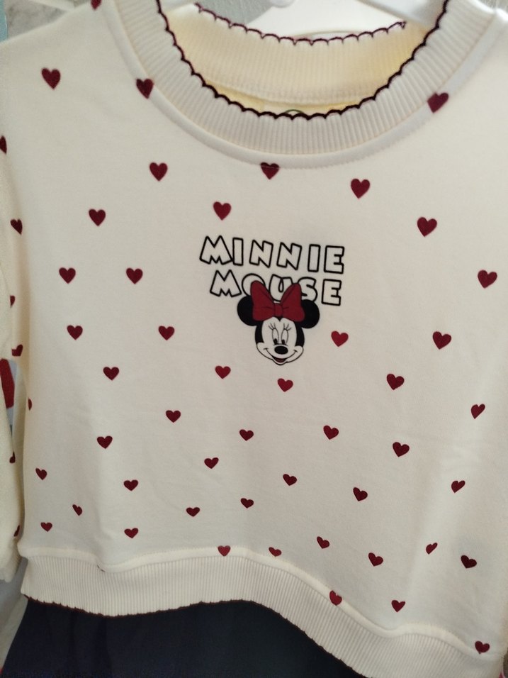 Beyaz Minnie Mouse Baskılı Elbise - Görsel 2