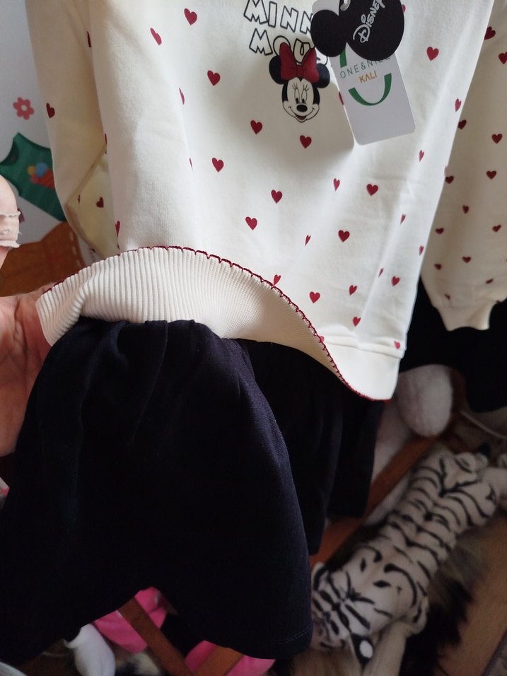 Beyaz Minnie Mouse Baskılı Elbise - Görsel 5