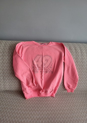 Kızlar İçin Pembe Uzun Kollu Sweatshirt - Görsel 2
