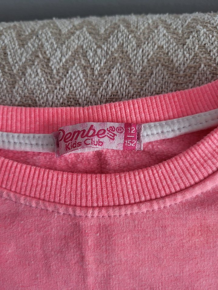 Kızlar İçin Pembe Uzun Kollu Sweatshirt - Görsel 3