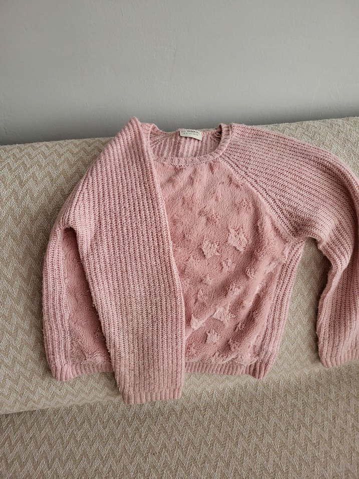 Nakış Detaylı Pembe Örgü Kadın Kazak - Görsel 4