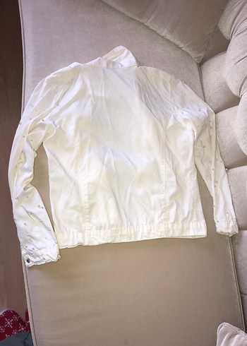 Kolları incili kırık beyaz ceket - Görsel 3