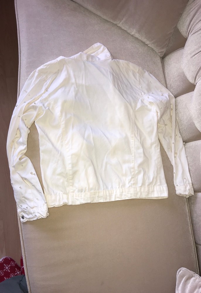 Kolları incili kırık beyaz ceket - Görsel 3