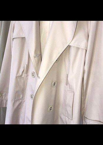 Düğmeli Bej Kadın Trençkot sıfır - Görsel 4