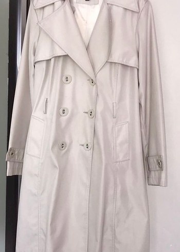 Düğmeli Bej Kadın Trençkot sıfır - Görsel 5