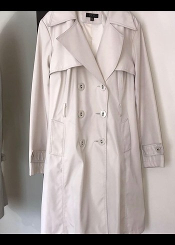 Düğmeli Bej Kadın Trençkot sıfır - Görsel 3