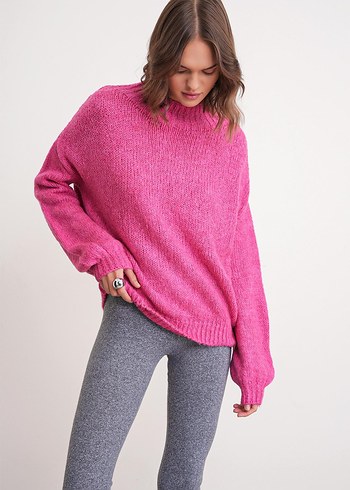 Pembe Örgü Kadın Salaş Kazak - Görsel 3