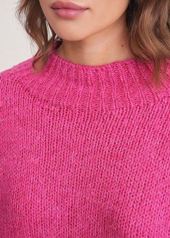 Pembe Örgü Kadın Salaş Kazak - Görsel 5