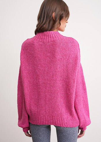 Pembe Örgü Kadın Salaş Kazak - Görsel 4