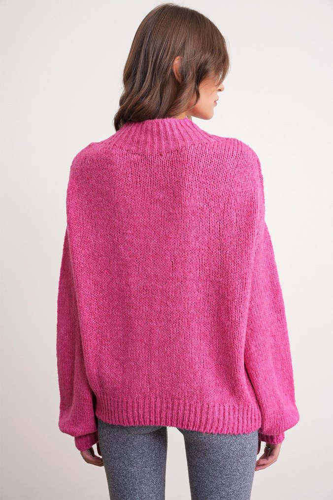 Pembe Örgü Kadın Salaş Kazak - Görsel 4