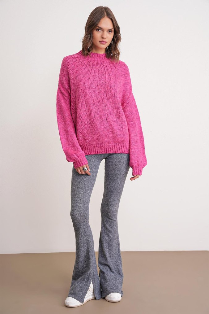 Pembe Örgü Kadın Salaş Kazak - Görsel 2