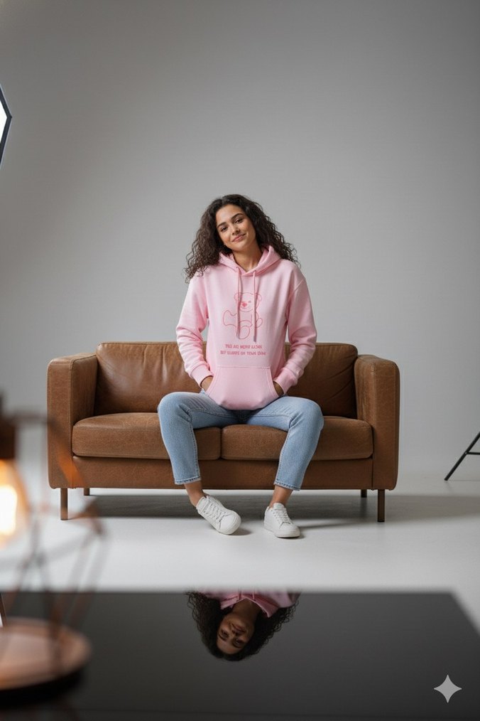Pembe Kapüşonlu Oversize Sweatshirt - Görsel 4