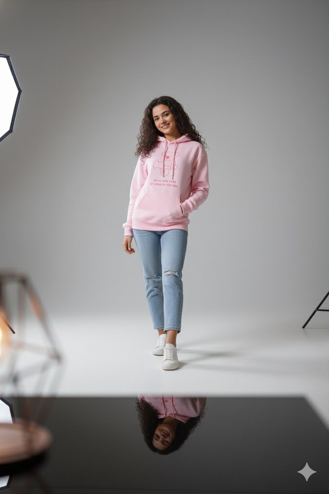 Pembe Kapüşonlu Oversize Sweatshirt - Görsel 3