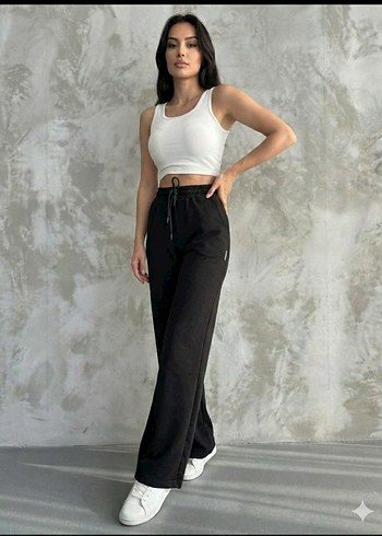 Siyah Pamuklu Rahat Kesim Kadın Eşofman Altı - Görsel 2