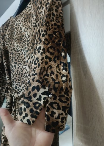 Leopar Desenli Midi Kadın Elbise - Görsel 3