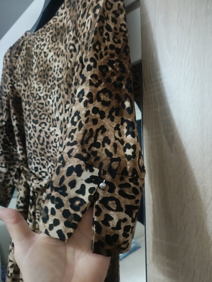 Leopar Desenli Midi Kadın Elbise - Görsel 3