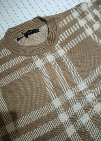 Pendoyl Ekose Desenli Kahverengi Kadın Kazak - Görsel 2