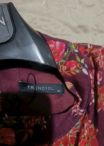 Bordo Çiçekli Uzun Kollu Bohem Tunik - Görsel 4