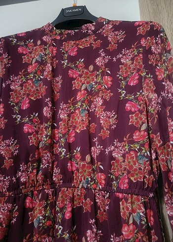 Bordo Çiçekli Uzun Kollu Bohem Tunik - Görsel 3