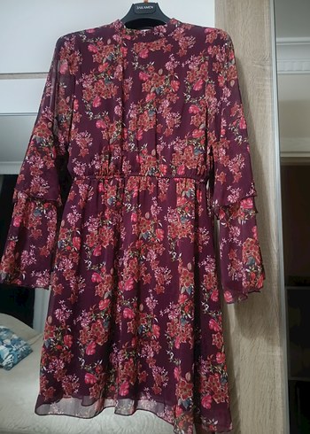 Bordo Çiçekli Uzun Kollu Bohem Tunik - Görsel 2