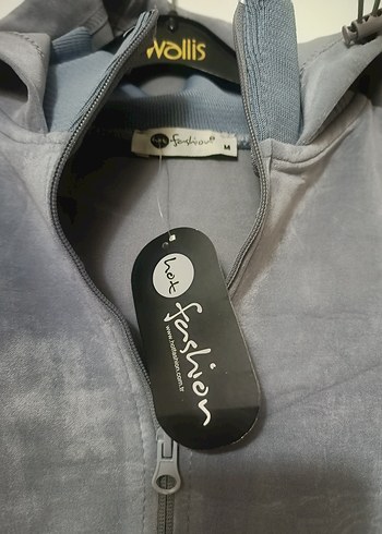 Gri Kapüşonlu Fermuarlı Kadın Sweatshirt - Görsel 3