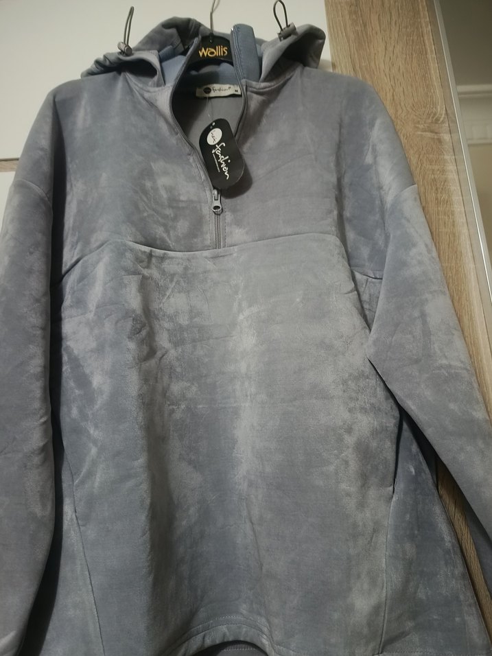 Gri Kapüşonlu Fermuarlı Kadın Sweatshirt - Görsel 4