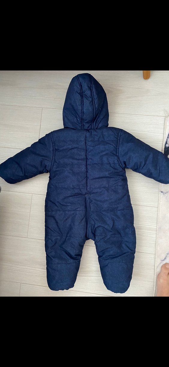 Kürklü Kapüşonlu Mavi Bebek Tulumu - Görsel 2