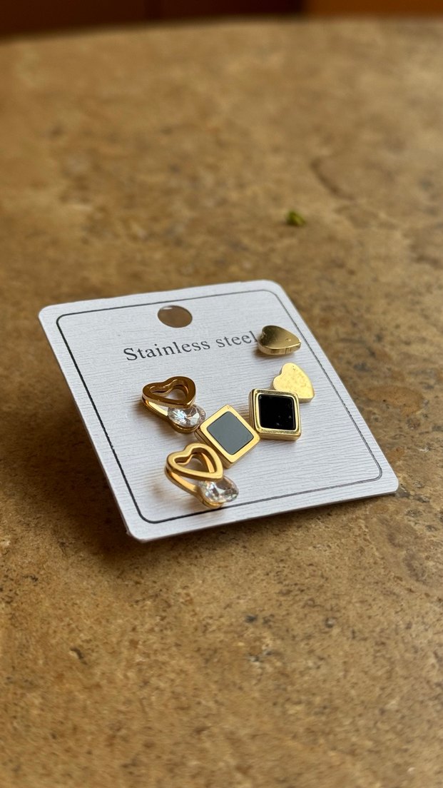 6lı Küpe Seti - Paslanmaz Çelik - Görsel 3