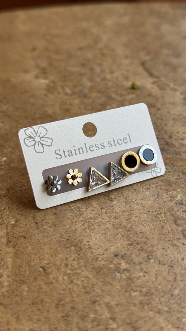 6lı Küpe Seti - Paslanmaz Çelik - Görsel 2