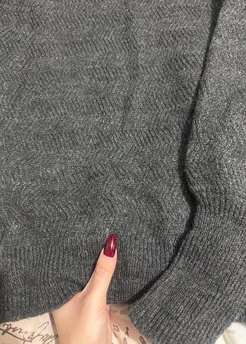 Gri Balıkçı Yaka Örgü Kadın Kazak - Görsel 2