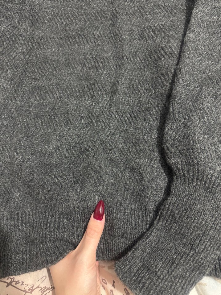 Gri Balıkçı Yaka Örgü Kadın Kazak - Görsel 2