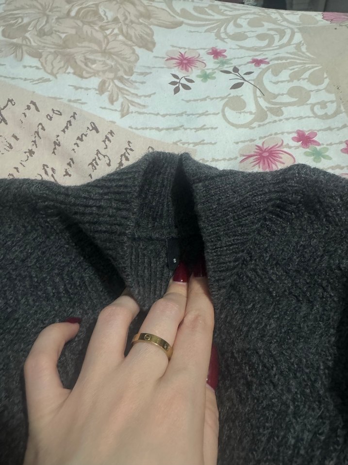 Gri Balıkçı Yaka Örgü Kadın Kazak - Görsel 3