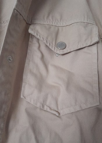 Pull and Bear Düğmeli Bej Keten Midi Kadın Ceket