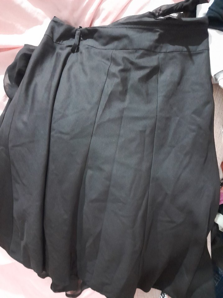 Puantiye Desenli Pileli Siyah Midi Hamile Eteği - Görsel 2