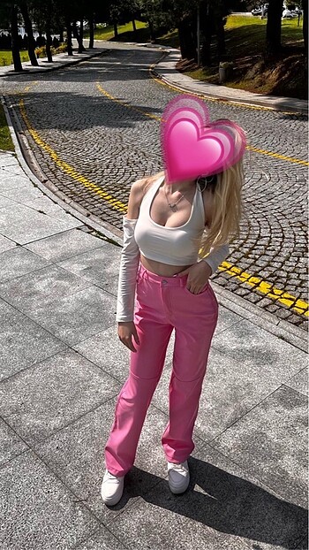 32 Beden pembe Renk Pembe deri pantolon xxs