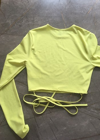 Sarı Crop Uzun Kollu Kadın Bluz - Görsel 5